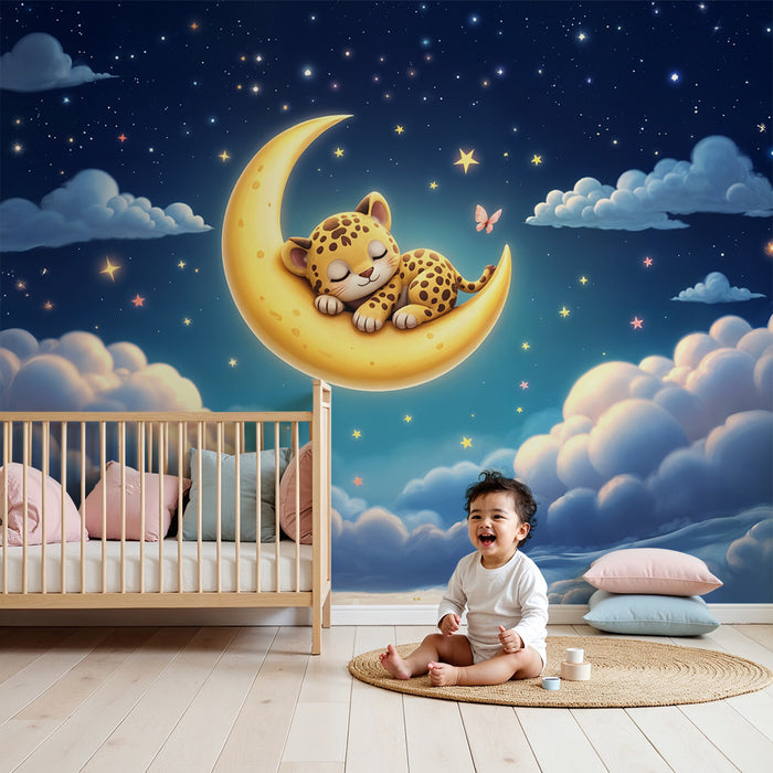 Detská tapeta | Malý leopard na mesiaci