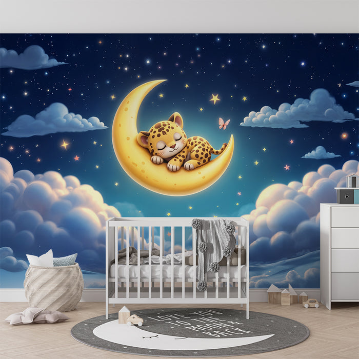 Detská tapeta | Malý leopard na mesiaci