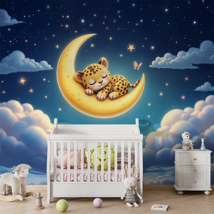 Detská tapeta | Malý leopard na mesiaci
