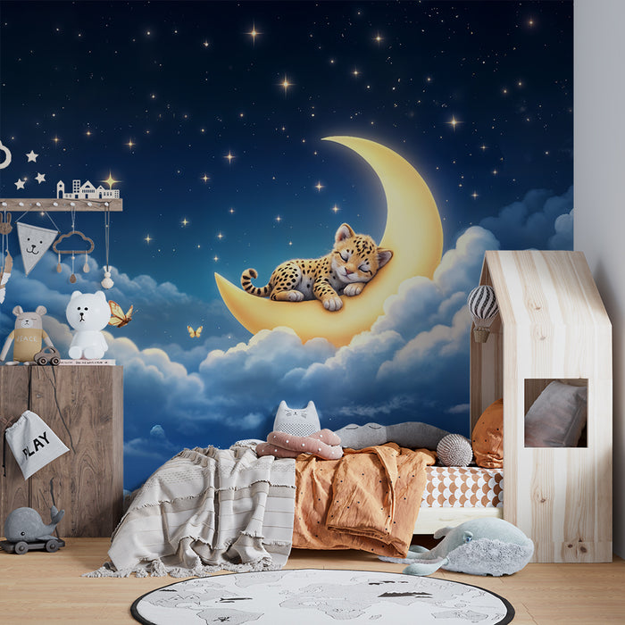 Tapeta hviezdne nebo | Malý leopard na mesiačikovej šikme