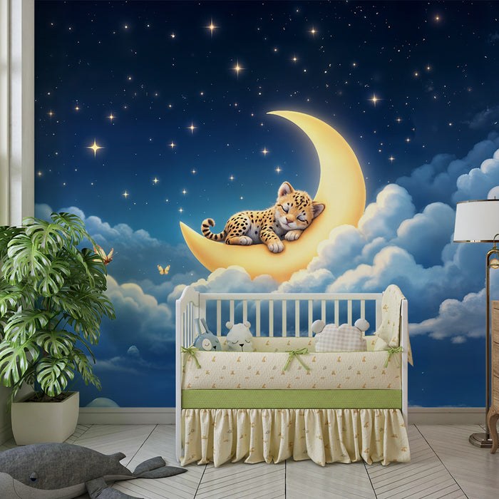 Tapeta hviezdne nebo | Malý leopard na mesiačikovej šikme
