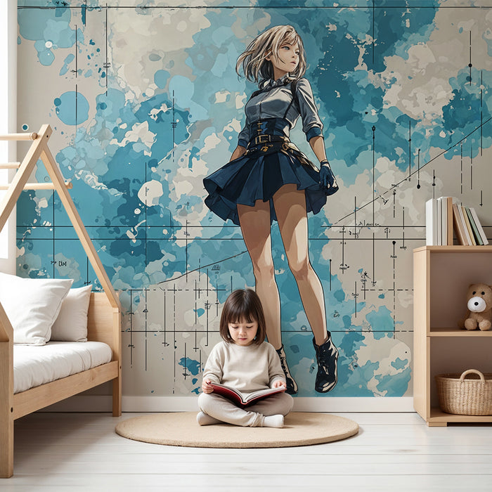 Moderne Tapete | Künstlerisches blaues Design