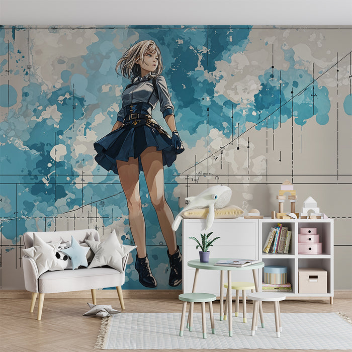 Moderne Tapete | Künstlerisches blaues Design