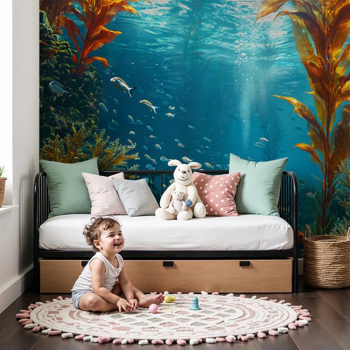 Kids room wallpaper | Underwater world and exotic fish