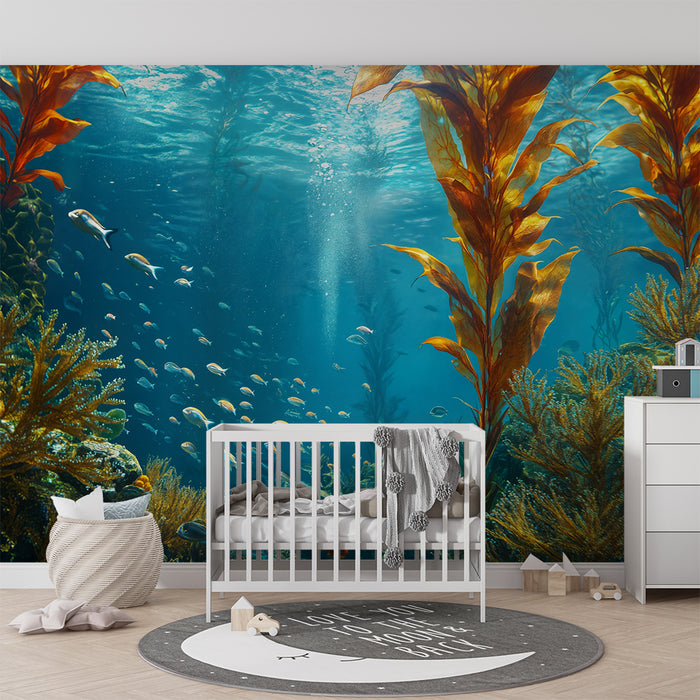 Kids room wallpaper | Underwater world and exotic fish