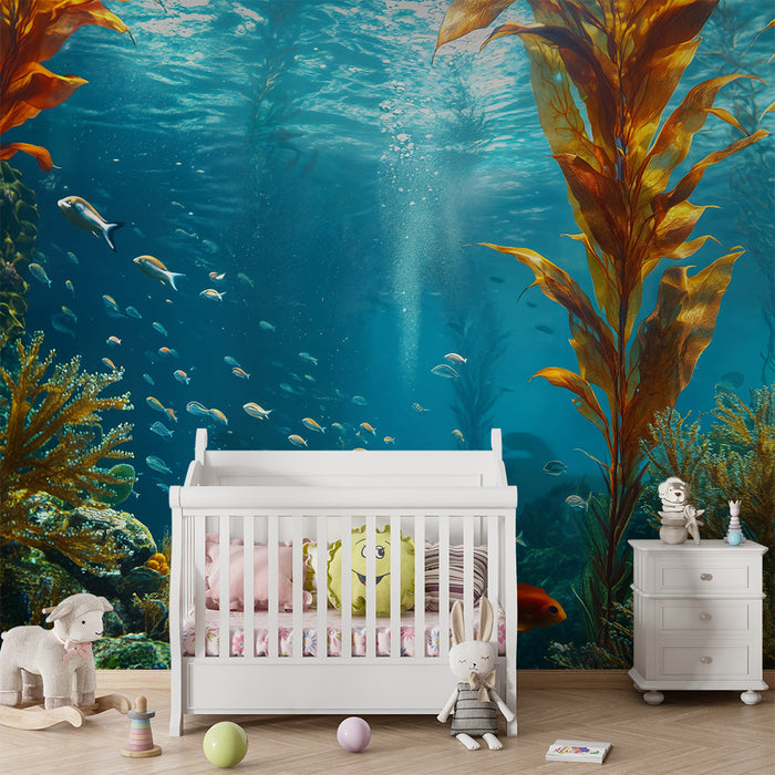 Kids room wallpaper | Underwater world and exotic fish