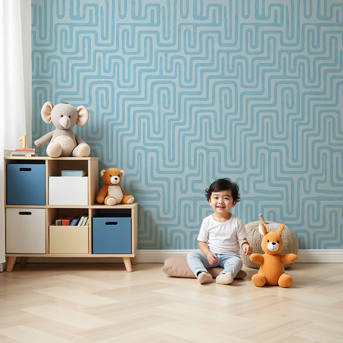 Papel de parede criança | Labirint albastru pastel