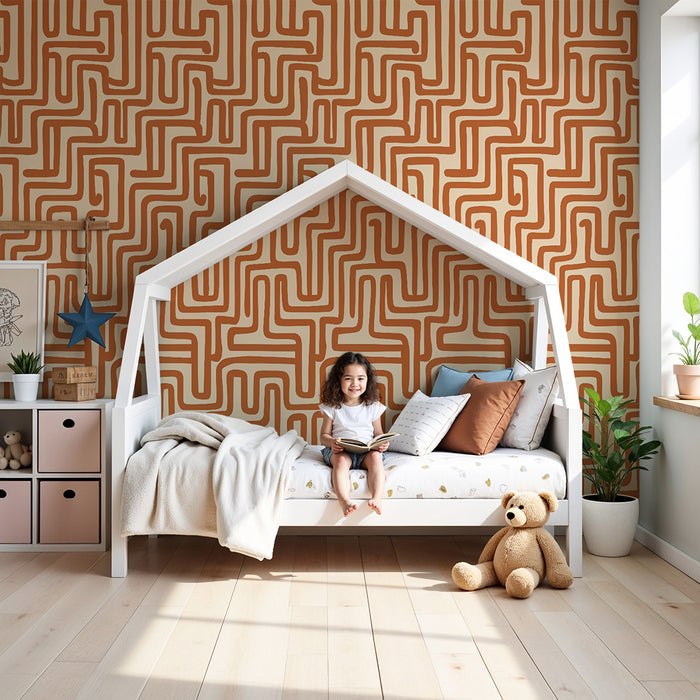 Papier de parede dječja soba | Lavirint terakota