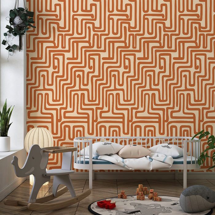 Papier de parede dječja soba | Lavirint terakota
