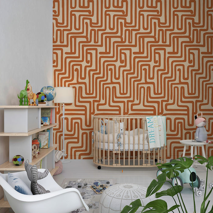 Papier de parede dječja soba | Lavirint terakota