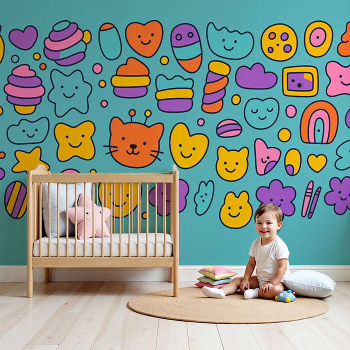 Χαριτωμένο ταπετσαρία | Πολύχρωμα και χαρούμενα μοτίβα