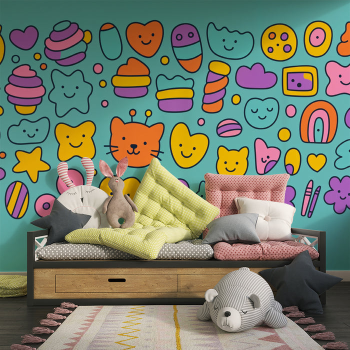 Χαριτωμένο ταπετσαρία | Πολύχρωμα και χαρούμενα μοτίβα