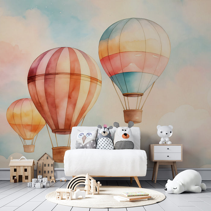Papel de parede αερόστατα | Απόδραση στο παστέλ ουρανό