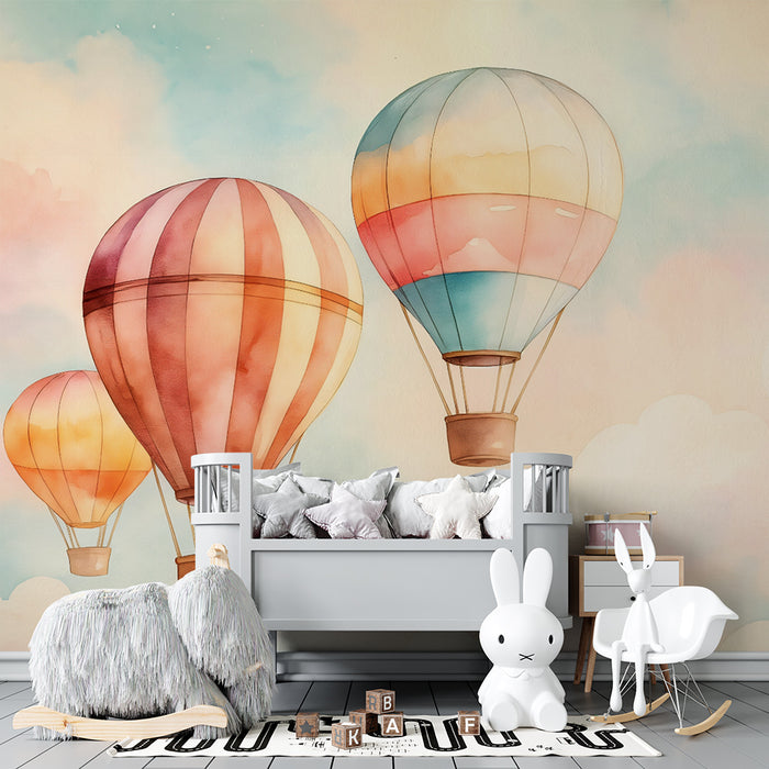 Papel de parede αερόστατα | Απόδραση στο παστέλ ουρανό