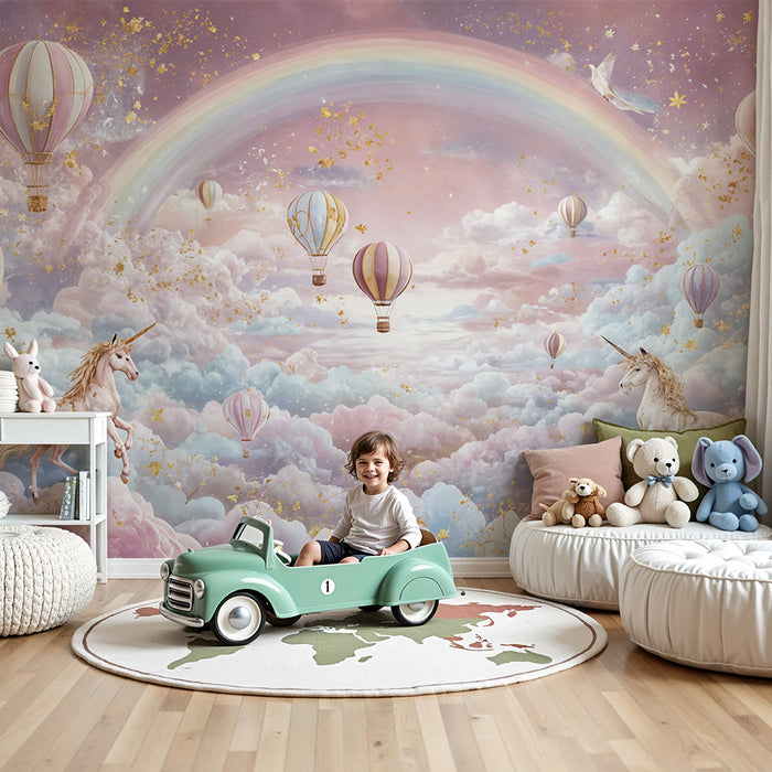 Eventyr tapet | Enhjørninge- og luftballontema
