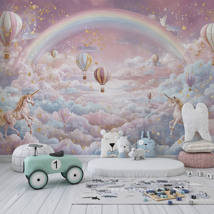 Eventyr tapet | Enhjørninge- og luftballontema