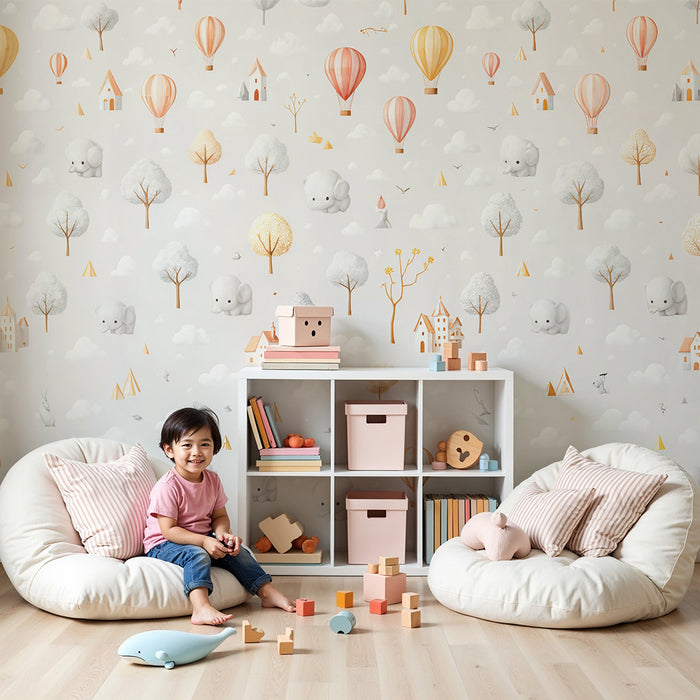 Papel pintado elefante | Diseño encantador para habitación infantil
