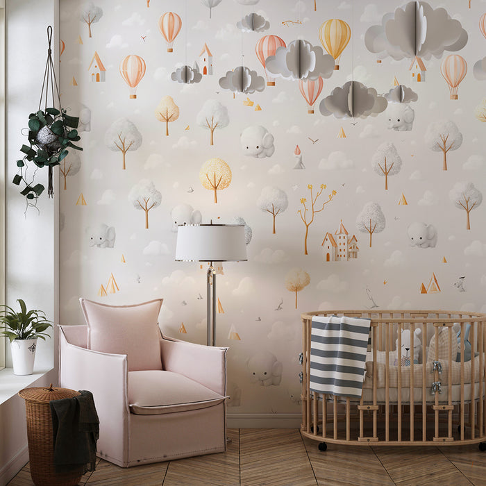 Papel pintado elefante | Diseño encantador para habitación infantil