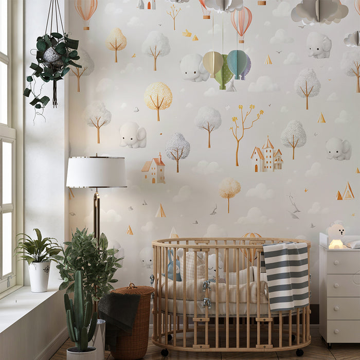 Papel pintado elefante | Diseño encantador para habitación infantil
