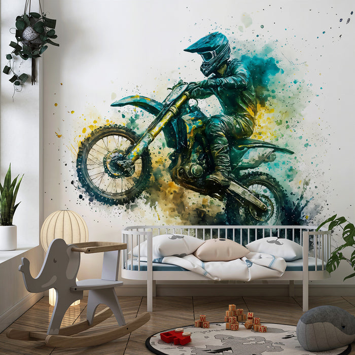 Tapet motocross | Kunstnerisk og fargerik