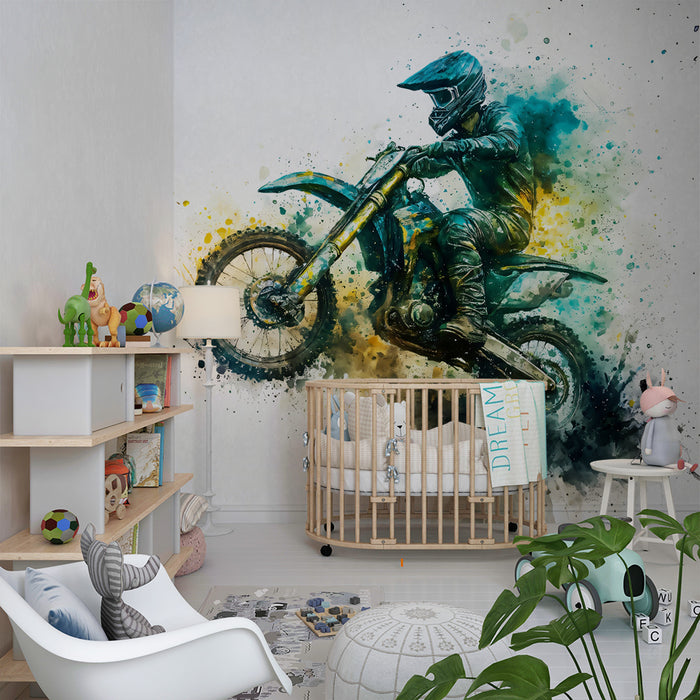 Tapet motocross | Kunstnerisk og fargerik