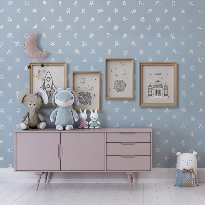 Papier peint enfantin | Motif astronaute et espace