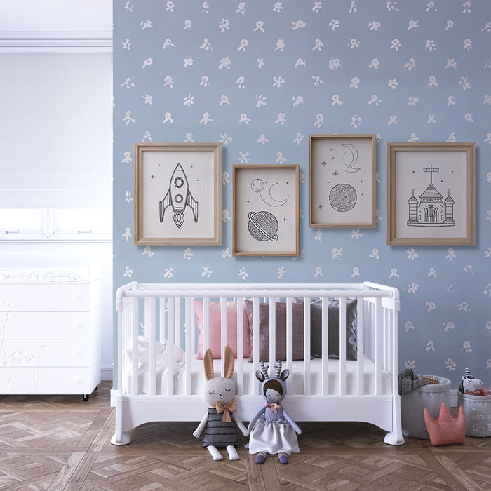 Papier peint enfantin | Motif astronaute et espace