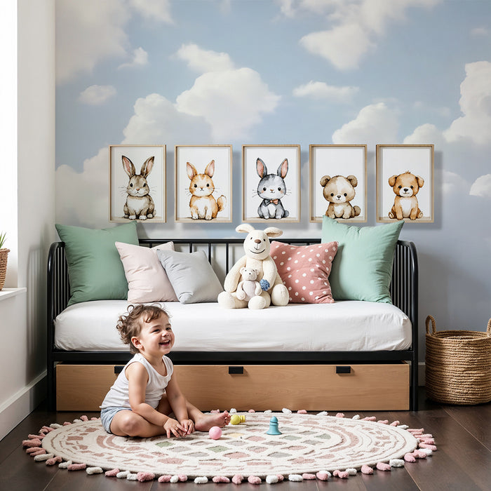 Papel de parede animais fofos | Coleção de retratos de animais para quarto de criança