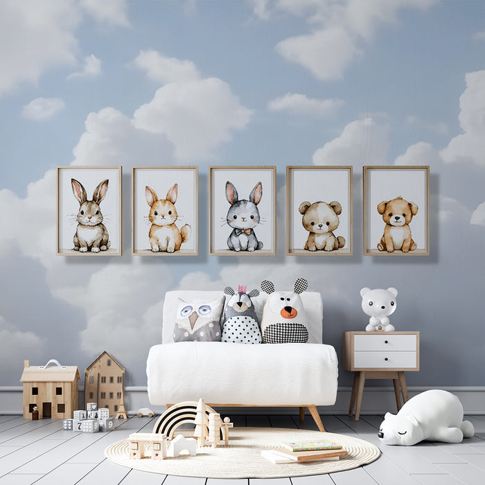 Papel de parede animais fofos | Coleção de retratos de animais para quarto de criança