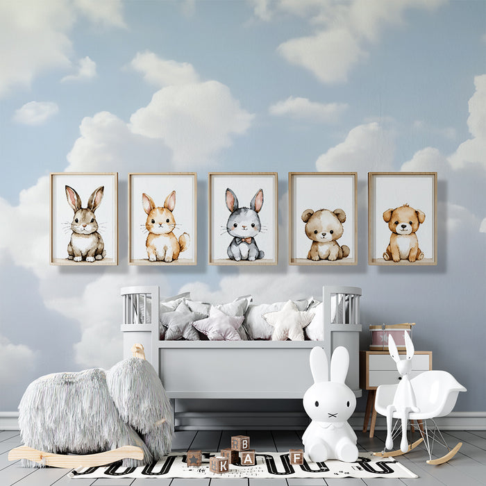 Papel de parede animais fofos | Coleção de retratos de animais para quarto de criança