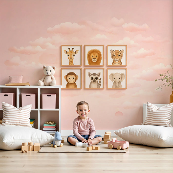 Papier peint animaux sauvages | Décoration murale enfantine