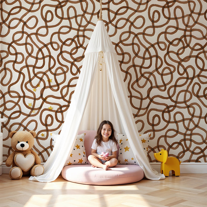 Detská izba tapeta | Hnede labyrintový motív