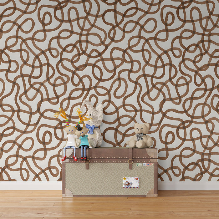Detská izba tapeta | Hnede labyrintový motív