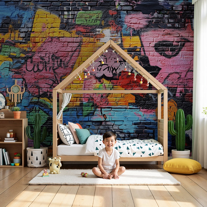 Papel de parede criança | Colorido urbano graffiti