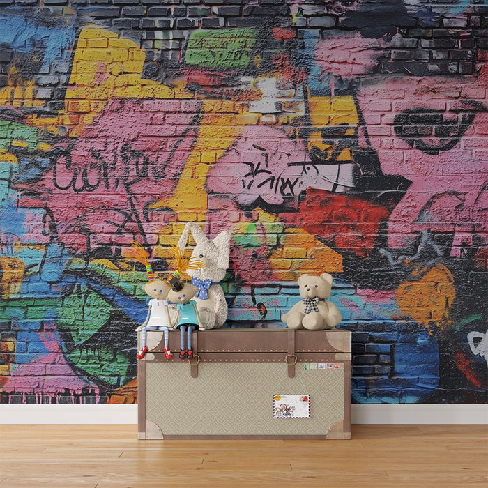 Papel de parede criança | Colorido urbano graffiti