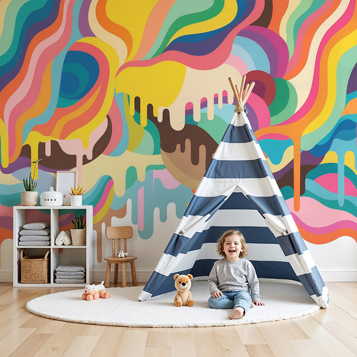 Barntapet | Psykedeliska flerfärgade vågor