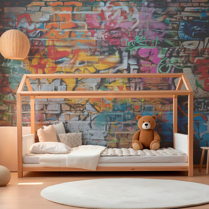 Dětská pokojová tapeta | Barevný graffiti na zdi