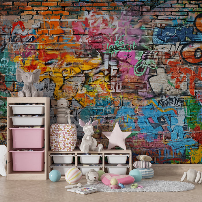 Dětská pokojová tapeta | Barevný graffiti na zdi
