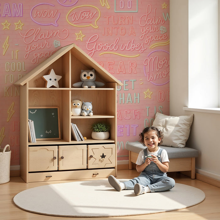 Papier peint chambre enfant | Messages Motivants Néon