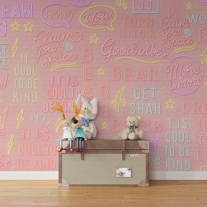 Papier peint chambre enfant | Messages Motivants Néon