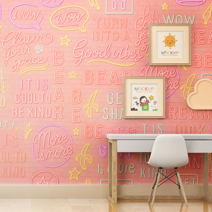 Papier peint chambre enfant | Messages Motivants Néon