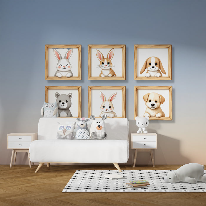 Tapeta s motivem zvířat | Obrázky roztomilých zvířat v rámečcích