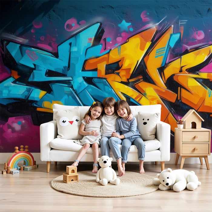 Kinderkamer behang | Kleurrijke artistieke graffiti