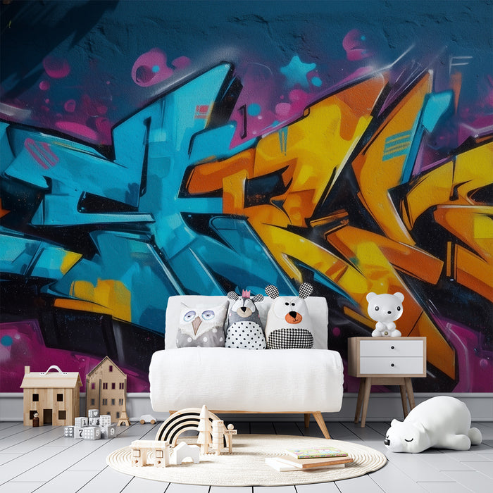 Kinderkamer behang | Kleurrijke artistieke graffiti