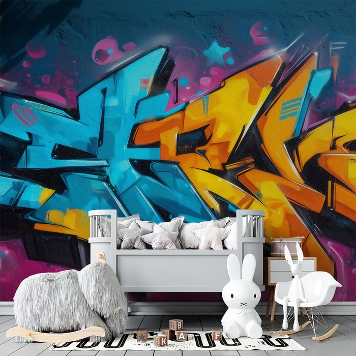 Kinderkamer behang | Kleurrijke artistieke graffiti