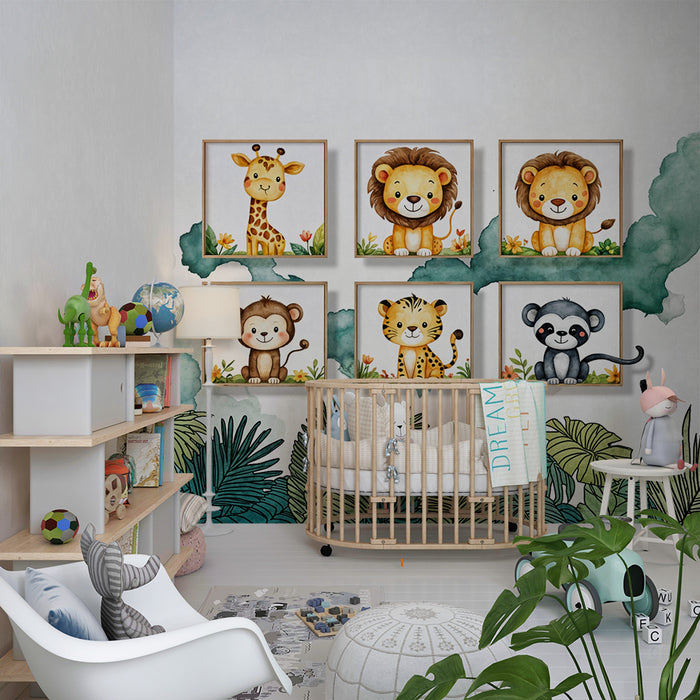 Χαρτί τοίχου ζωάκια της ζούγκλας | Ζωύδια για παιδιά