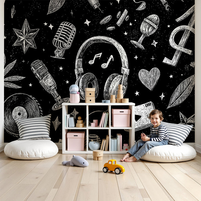 Musik tapet | Kunstnerisk sort-hvid design