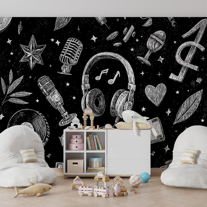 Musik tapet | Kunstnerisk sort-hvid design