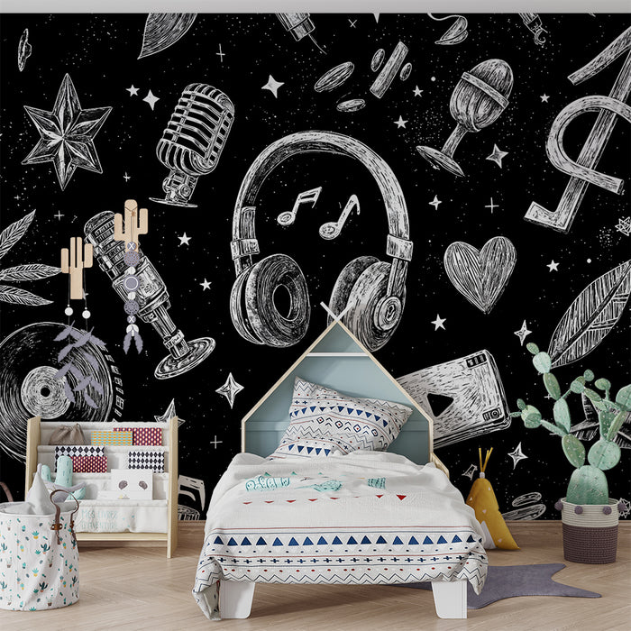 Musik tapet | Kunstnerisk sort-hvid design