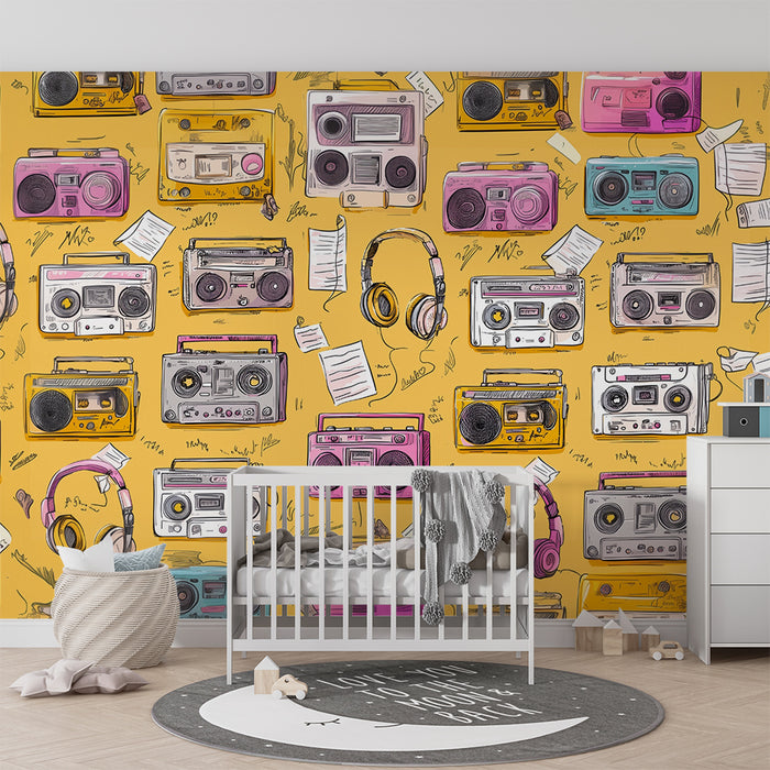 Retro cassette wallpaper | Colorful vintage design